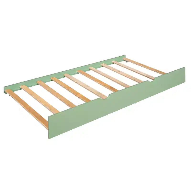 Lit superposé cabane double sur double avec toboggan convertible et lit gigogne, cadre de lit cabane en bois pour enfants garçons filles adolescents, blanc