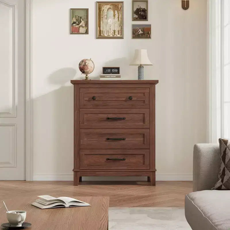 Commode verticale haute à 4 tiroirs de 34,8 pouces avec grand espace de rangement pour chambre à coucher