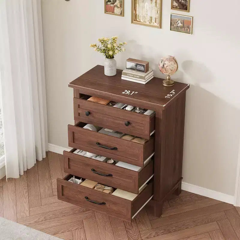 Commode verticale haute à 4 tiroirs de 34,8 pouces avec grand espace de rangement pour chambre à coucher