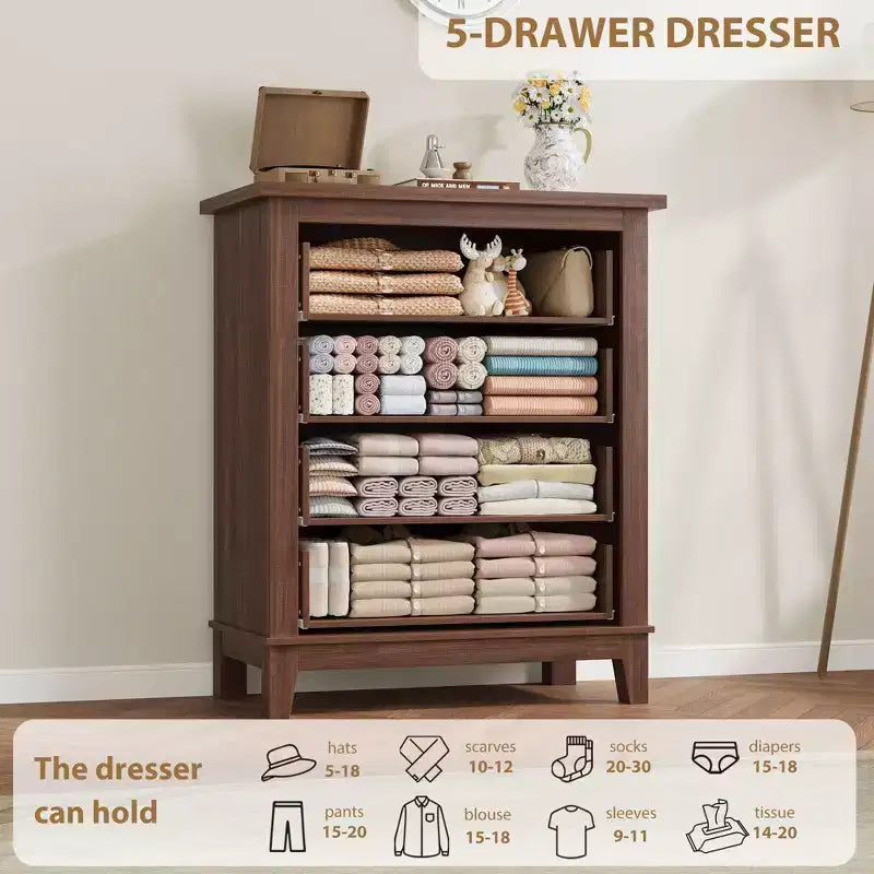 Commode verticale haute à 4 tiroirs de 34,8 pouces avec grand espace de rangement pour chambre à coucher