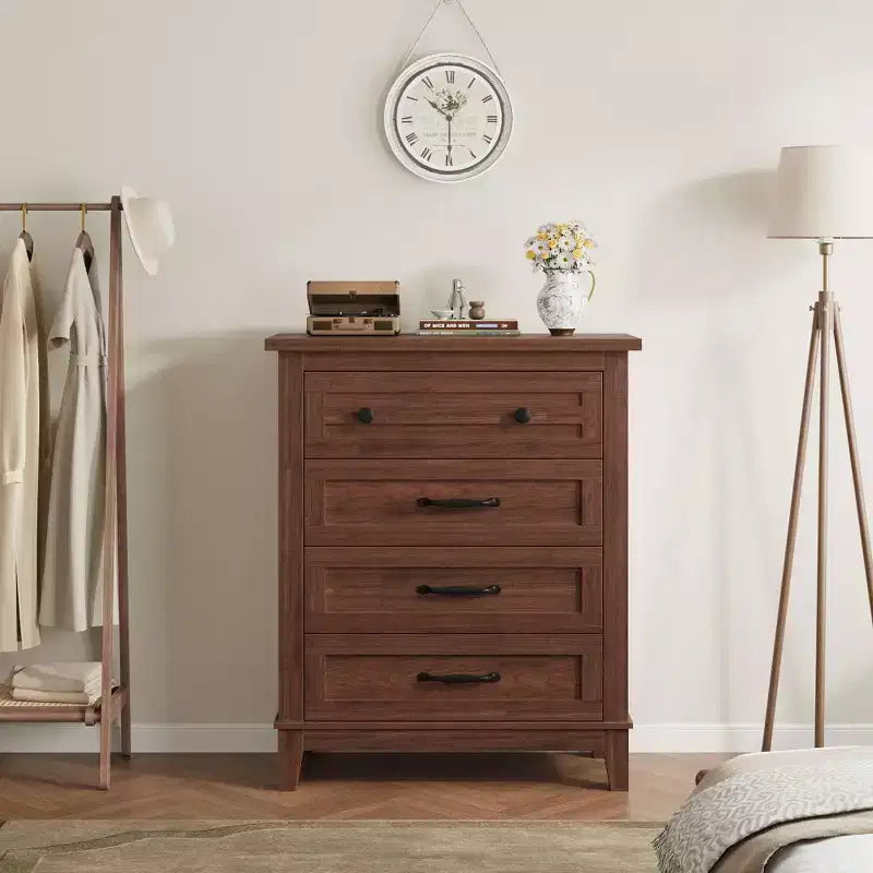 Commode verticale haute à 4 tiroirs de 34,8 pouces avec grand espace de rangement pour chambre à coucher