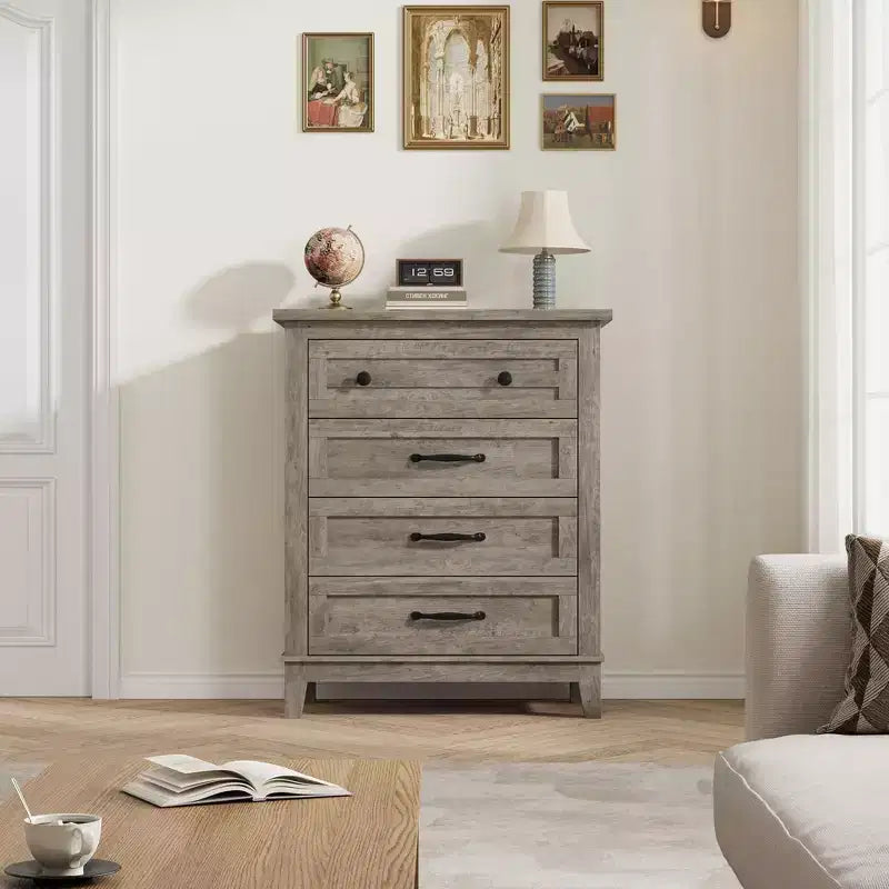 Commode verticale haute à 4 tiroirs de 34,8 pouces avec grand espace de rangement pour chambre à coucher