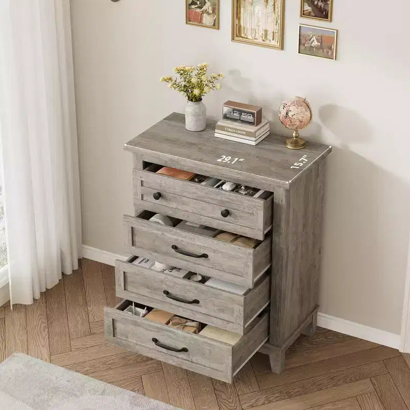 Commode verticale haute à 4 tiroirs de 34,8 pouces avec grand espace de rangement pour chambre à coucher