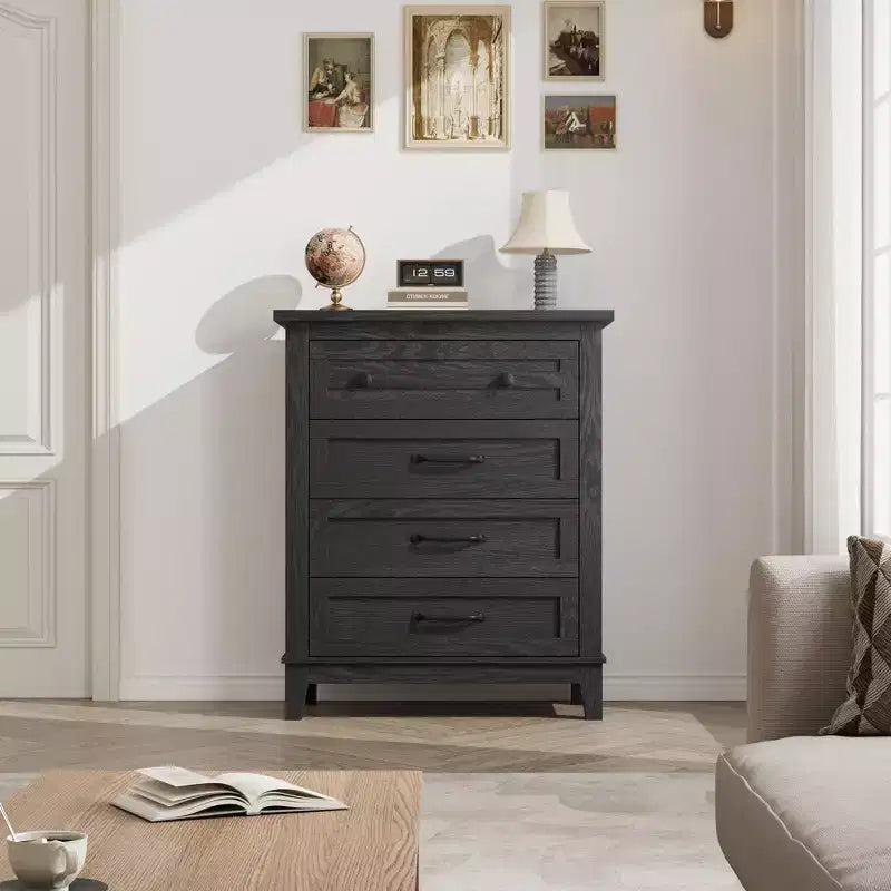 Commode verticale haute à 4 tiroirs de 34,8 pouces avec grand espace de rangement pour chambre à coucher