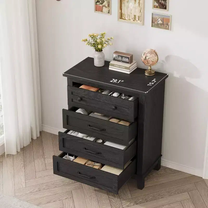 Commode verticale haute à 4 tiroirs de 34,8 pouces avec grand espace de rangement pour chambre à coucher