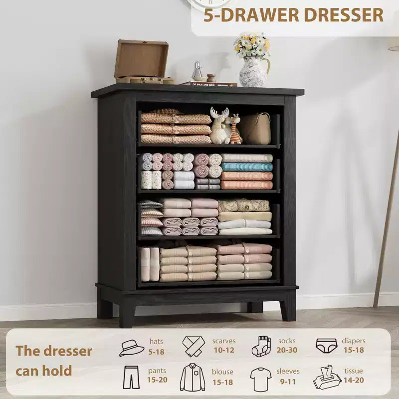 Commode verticale haute à 4 tiroirs de 34,8 pouces avec grand espace de rangement pour chambre à coucher