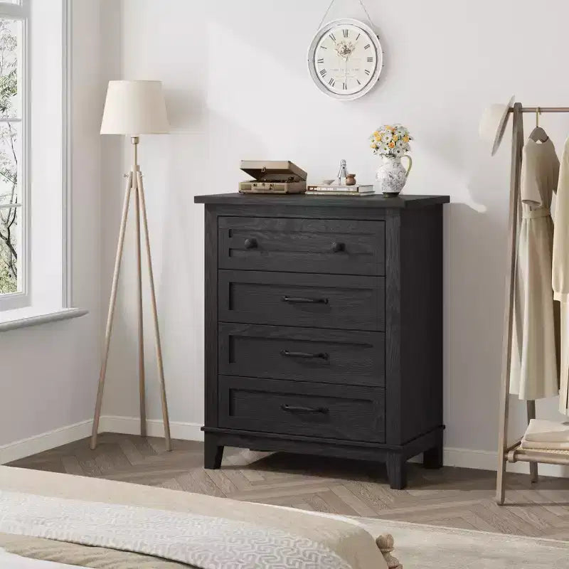 Commode verticale haute à 4 tiroirs de 34,8 pouces avec grand espace de rangement pour chambre à coucher