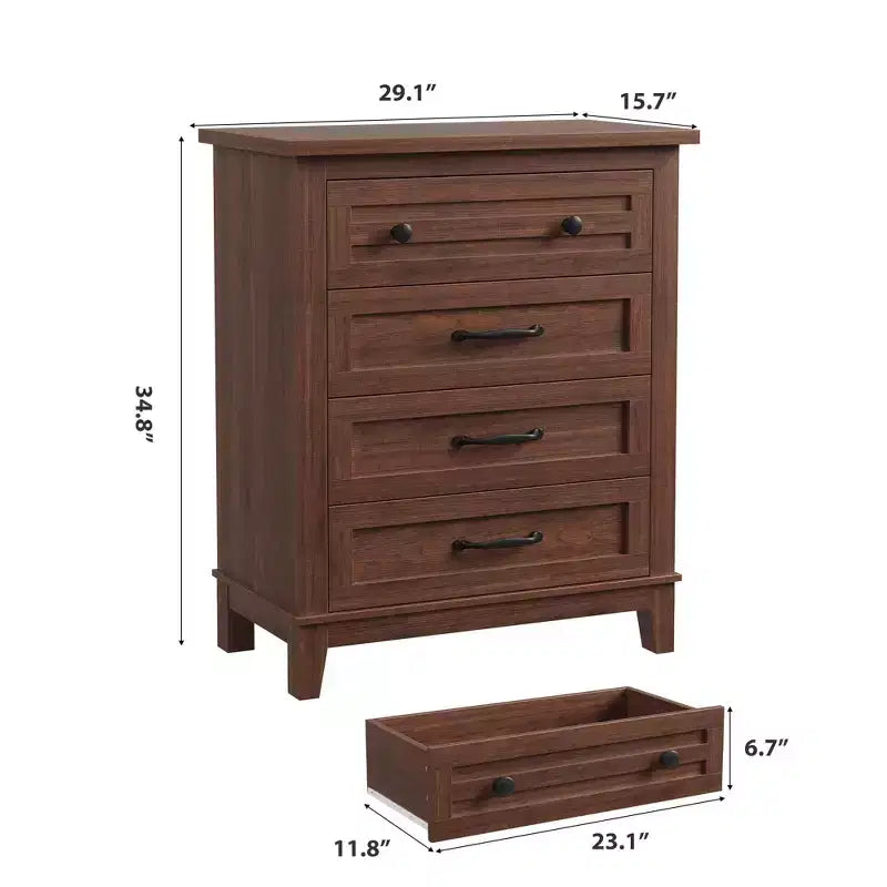 Commode verticale haute à 4 tiroirs de 34,8 pouces avec grand espace de rangement pour chambre à coucher