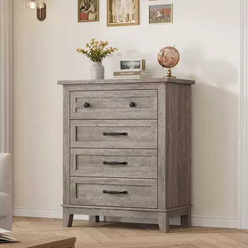 Commode verticale haute à 4 tiroirs de 34,8 pouces avec grand espace de rangement pour chambre à coucher