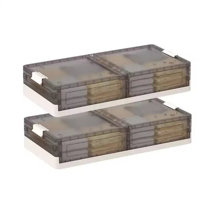 Lot de 2 boîtes de rangement sous lit avec couvercles, bacs en plastique transparents avec loquets, boîtes de rangement empilables pour vêtements, chaussures, serviettes