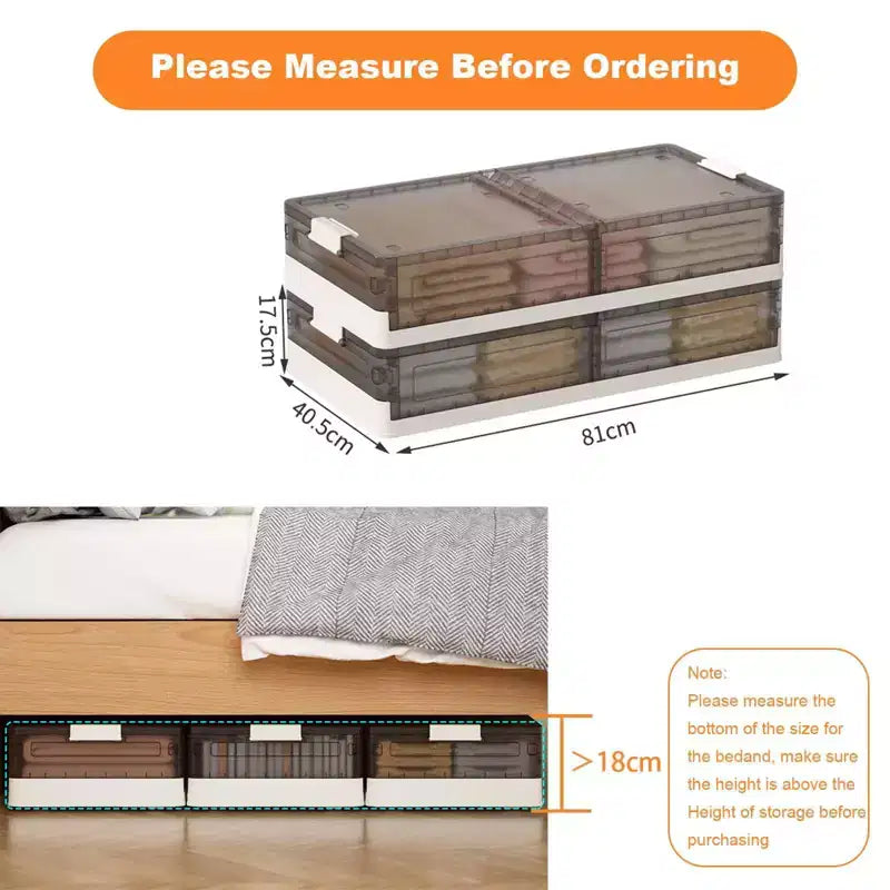 Lot de 2 boîtes de rangement sous lit avec couvercles, bacs en plastique transparents avec loquets, boîtes de rangement empilables pour vêtements, chaussures, serviettes