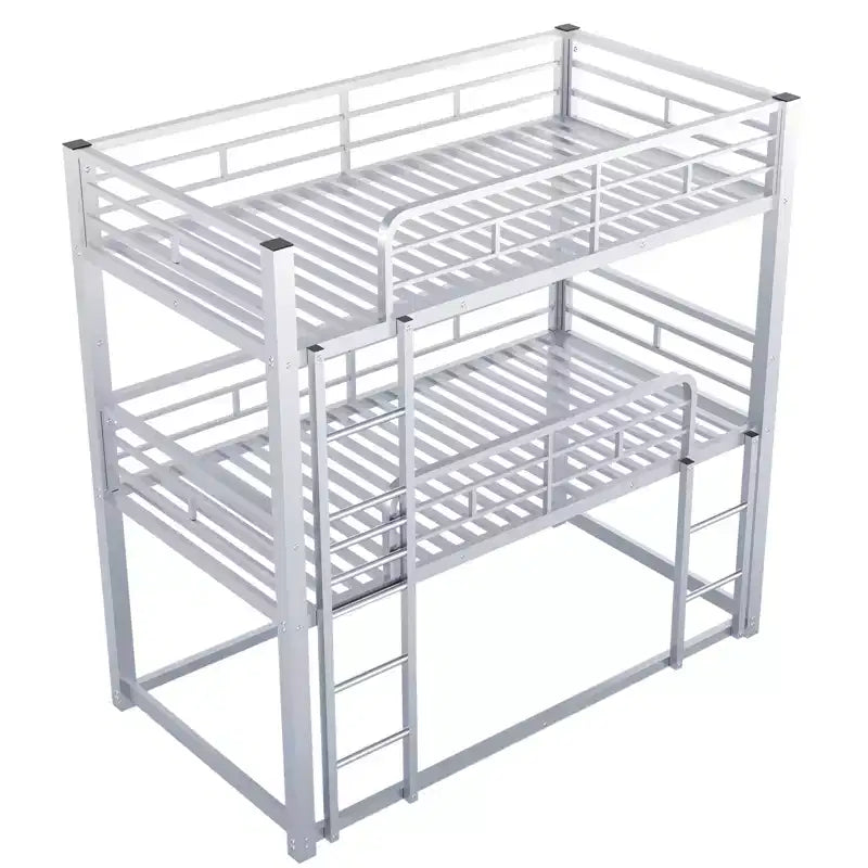 Lit superposé triple en métal pour 3 enfants, lits superposés jumeaux 3 en 1 avec échelle et barrière de sécurité pour chambre à coucher