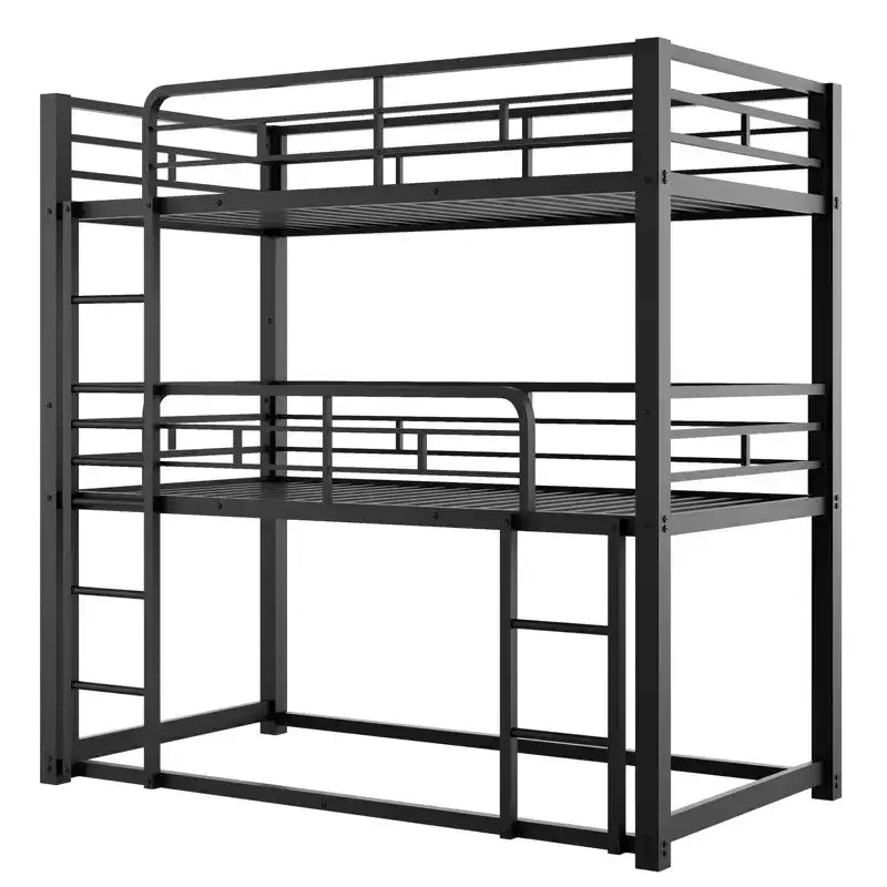 Lit superposé triple en métal pour 3 enfants, lits superposés jumeaux 3 en 1 avec échelle et barrière de sécurité pour chambre à coucher