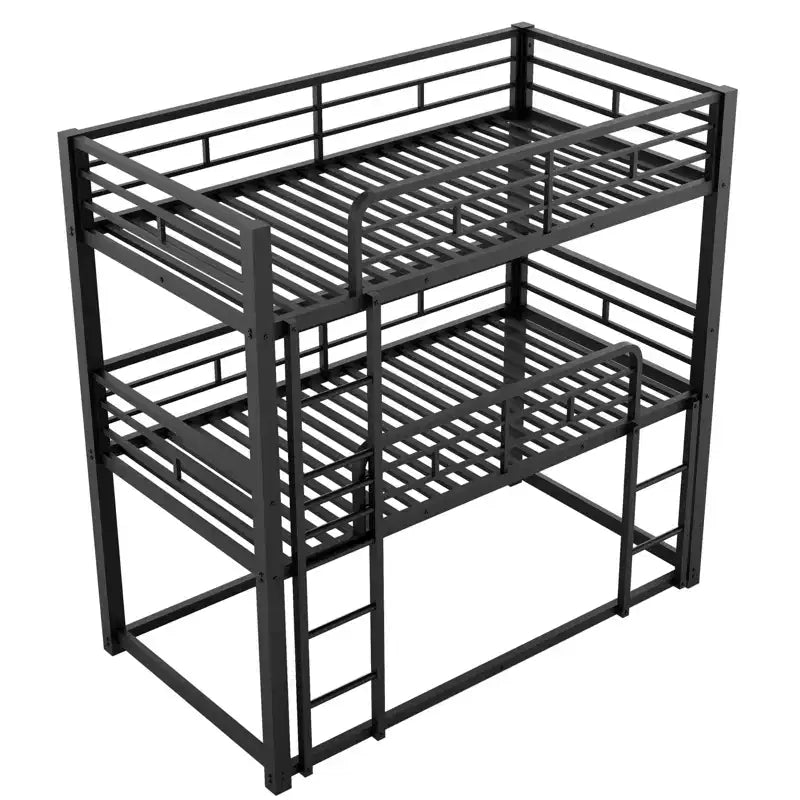 Lit superposé triple en métal pour 3 enfants, lits superposés jumeaux 3 en 1 avec échelle et barrière de sécurité pour chambre à coucher