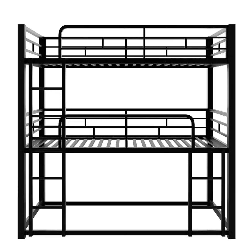 Lit superposé triple en métal pour 3 enfants, lits superposés jumeaux 3 en 1 avec échelle et barrière de sécurité pour chambre à coucher