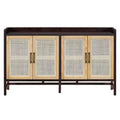 Hostack Farmhouse Sideboard Buffet Cabinet with Rattan Doors and Adjustable Shelves for Kitchen and Dining Room, Rustic