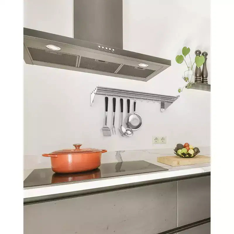 Étagère murale en acier inoxydable pour casseroles, support mural avec crochets, étagère murale, support suspendu pour casseroles et poêles, pour restaurant, cuisine