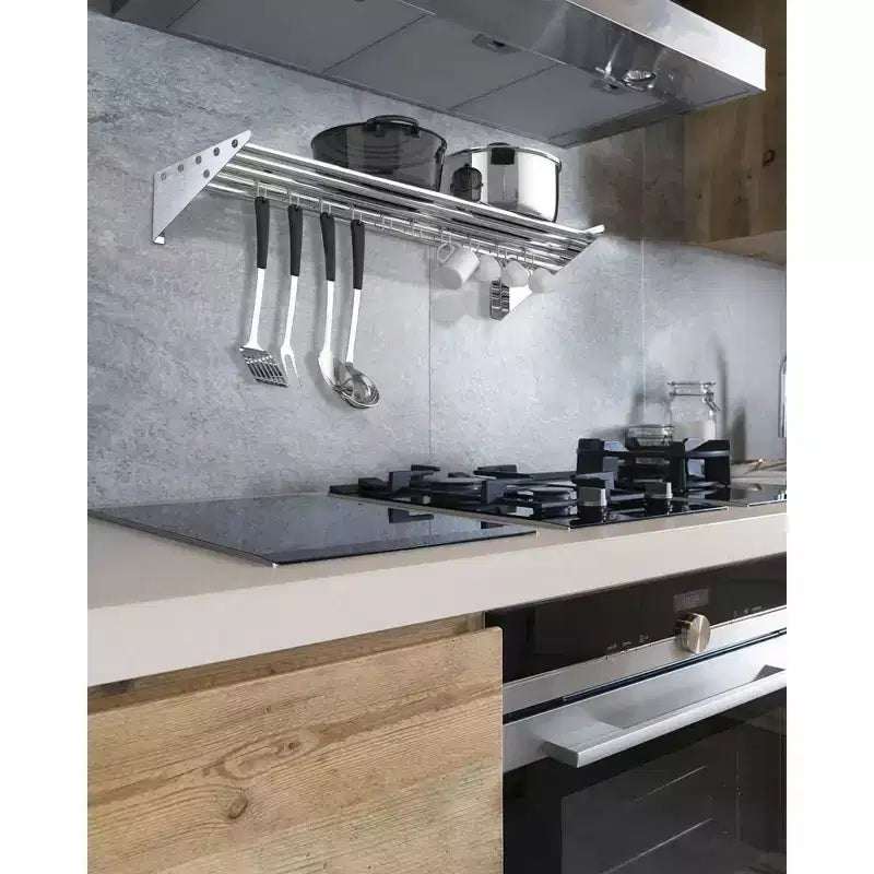 Étagère murale en acier inoxydable pour casseroles, support mural avec crochets, étagère murale, support suspendu pour casseroles et poêles, pour restaurant, cuisine
