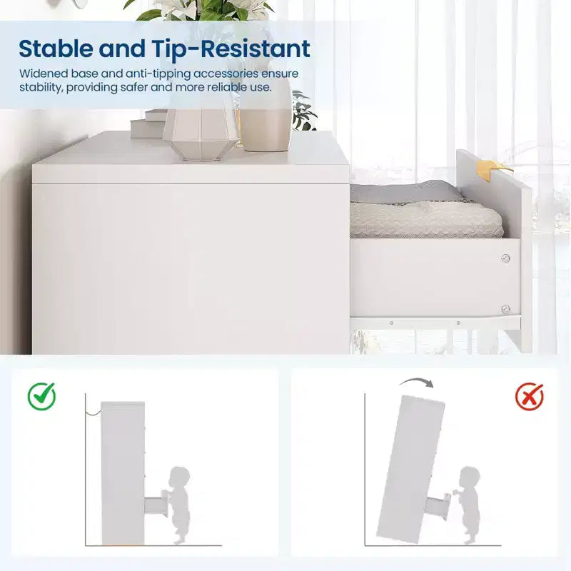 Commode à 5 tiroirs GustoWave avec façades cannelées et poignées dorées, meuble de rangement haut pour chambre à coucher