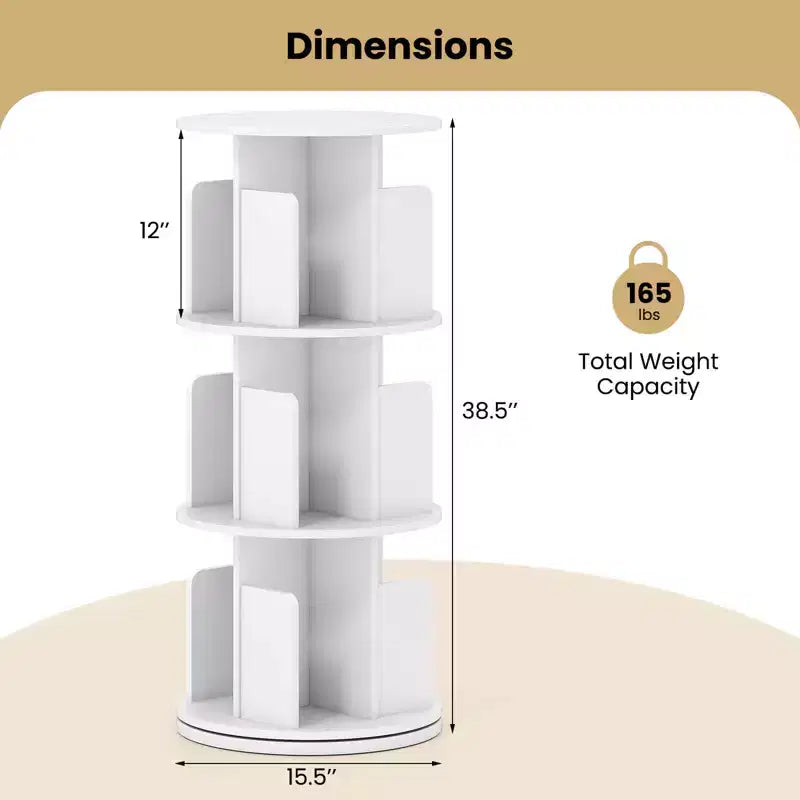 Costway 1/2 PIÈCES Étagère rotative à 3 niveaux à 360° avec séparateurs et déflecteurs anti-chute Naturel/Blanc