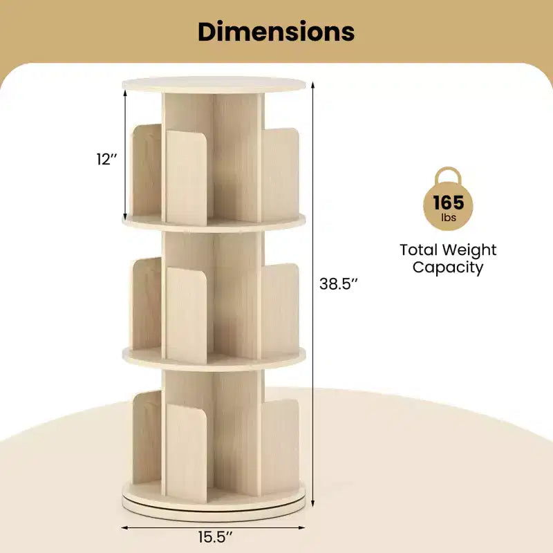 Costway 1/2 PIÈCES Étagère rotative à 3 niveaux à 360° avec séparateurs et déflecteurs anti-chute Naturel/Blanc