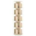 Costway 1/2 PCS 5-Tier Rotating Bookshelf 360 Display Rack with Dividers & Anti-falling Baffles Natural/White