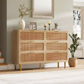 Dresser for Bedroom with 6 Drawer , Wooden Chest of Drawers for Closet,Large Double Dresser with Deep Drawers, for Living Room, Hallway