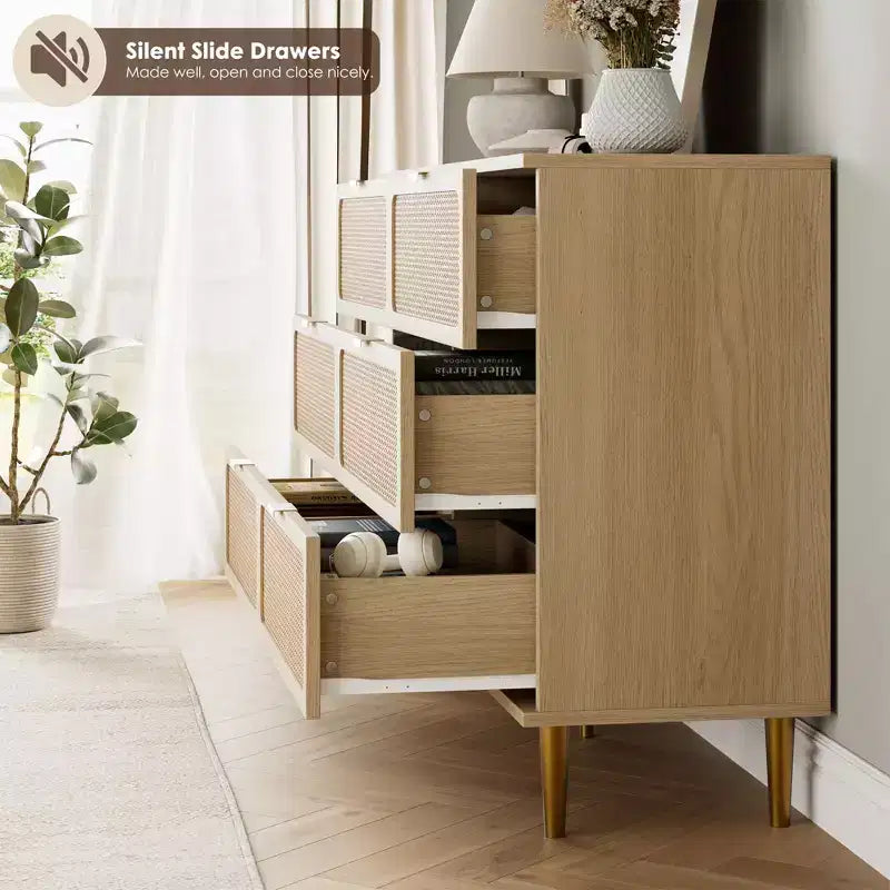 Commode de chambre à coucher avec 6 tiroirs, commode en bois pour placard, grande commode double avec tiroirs profonds, pour salon, couloir