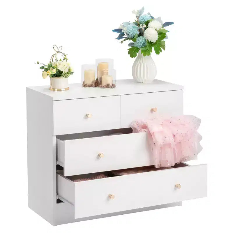 Table de chevet moderne simple à 4 tiroirs blanche