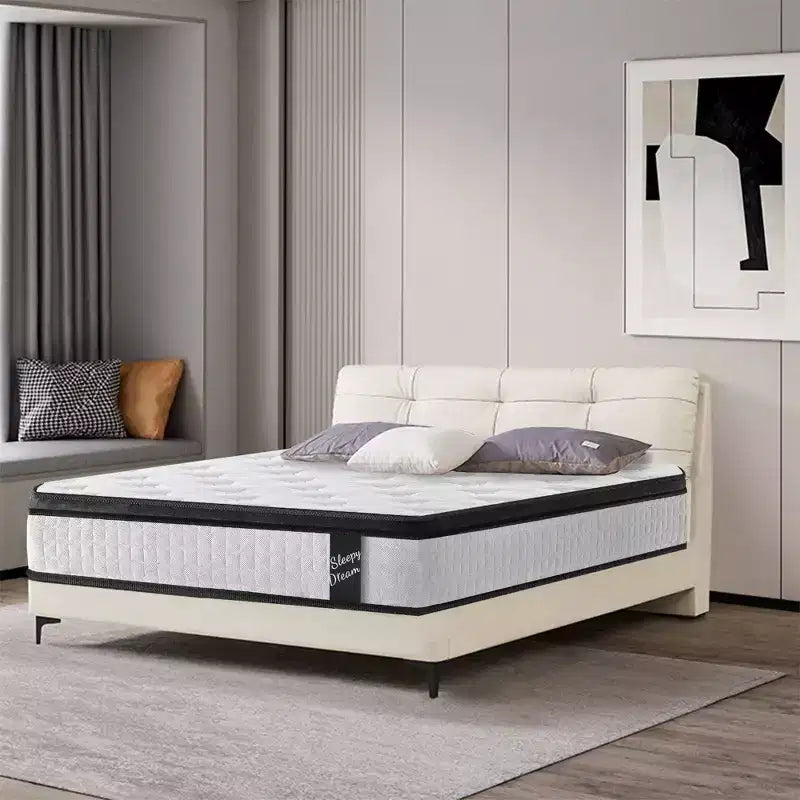Matelas hybride Okak Modern 12 pouces avec ressorts ensachés épaissis et mousse à mémoire de forme pour un sommeil confortable, matelas à fermeté moyenne