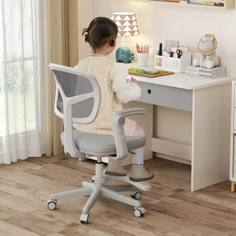 Chaise de bureau pour enfants Costway, chaise d'étude pour enfants avec hauteur réglable, accoudoir et repose-pieds Violet/Rose/Vert/Gris/Bleu