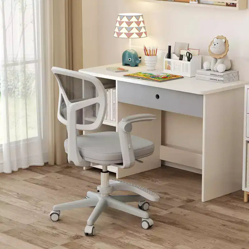 Chaise de bureau pour enfants Costway, chaise d'étude pour enfants avec hauteur réglable, accoudoir et repose-pieds Violet/Rose/Vert/Gris/Bleu