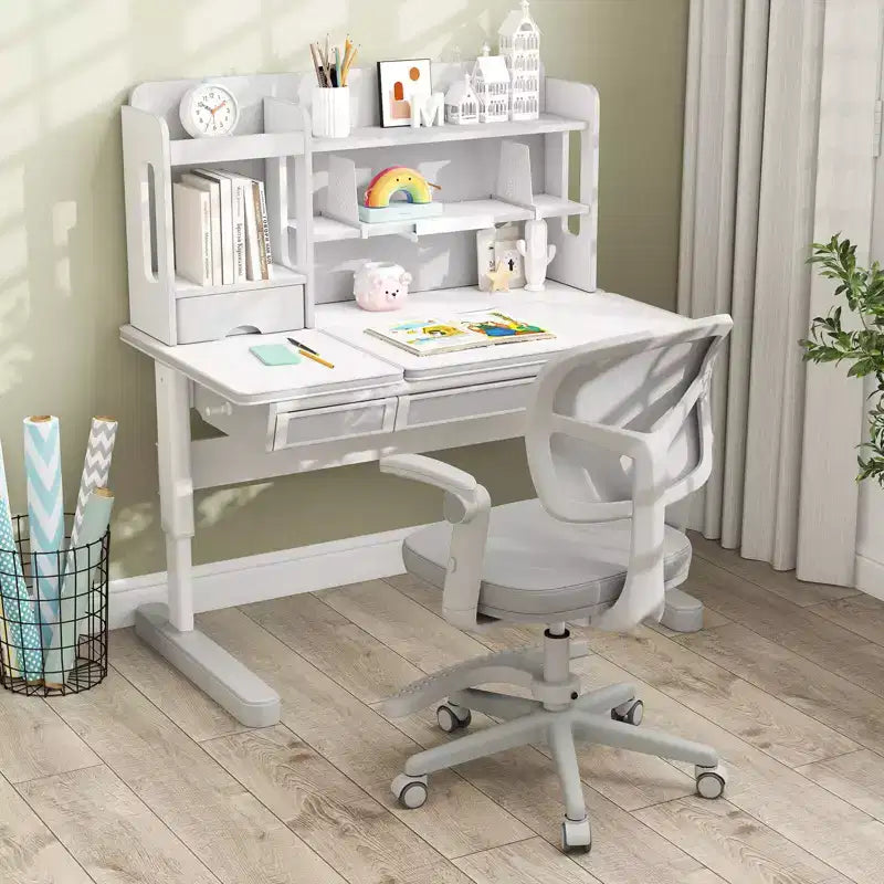 Chaise de bureau pour enfants Costway, chaise d'étude pour enfants avec hauteur réglable, accoudoir et repose-pieds Violet/Rose/Vert/Gris/Bleu