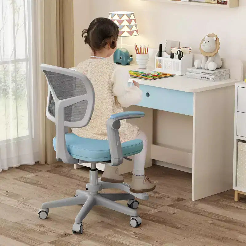 Chaise de bureau pour enfants Costway, chaise d'étude pour enfants avec hauteur réglable, accoudoir et repose-pieds Violet/Rose/Vert/Gris/Bleu