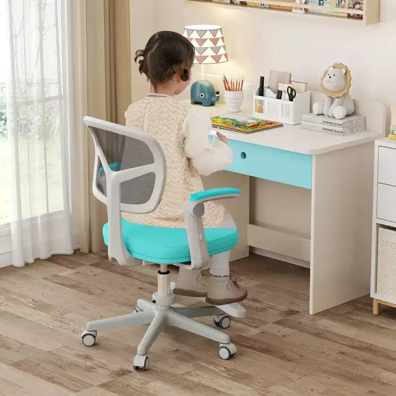 Chaise de bureau pour enfants Costway, chaise d'étude pour enfants avec hauteur réglable, accoudoir et repose-pieds Violet/Rose/Vert/Gris/Bleu