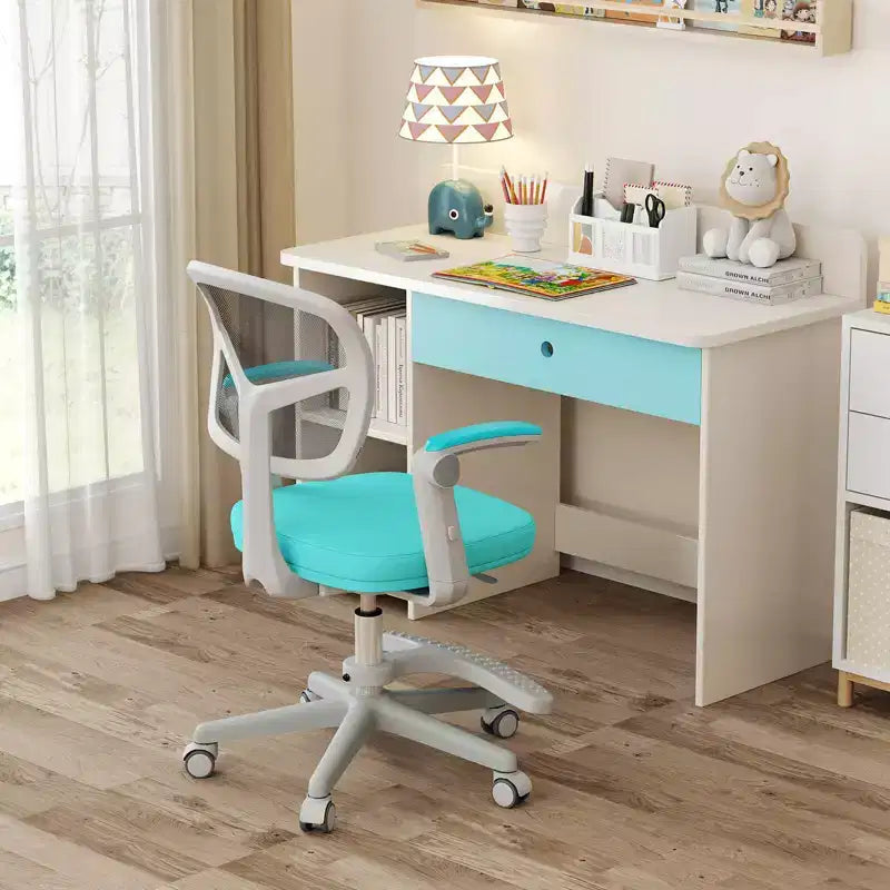 Chaise de bureau pour enfants Costway, chaise d'étude pour enfants avec hauteur réglable, accoudoir et repose-pieds Violet/Rose/Vert/Gris/Bleu