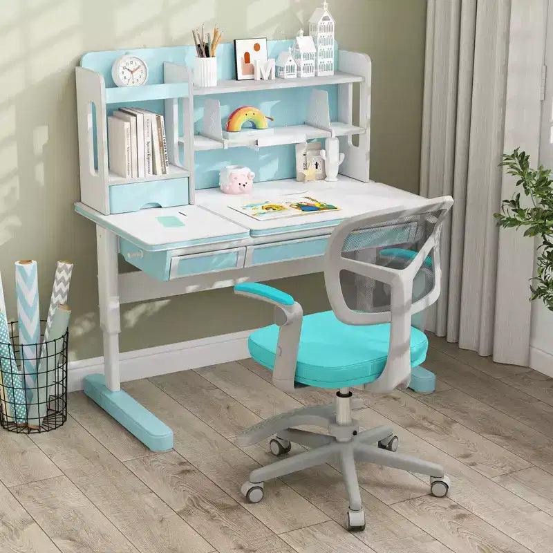 Chaise de bureau pour enfants Costway, chaise d'étude pour enfants avec hauteur réglable, accoudoir et repose-pieds Violet/Rose/Vert/Gris/Bleu