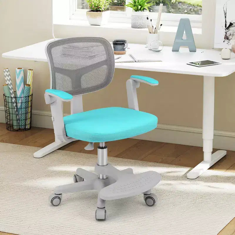 Chaise de bureau pour enfants Costway, chaise d'étude pour enfants avec hauteur réglable, accoudoir et repose-pieds Violet/Rose/Vert/Gris/Bleu
