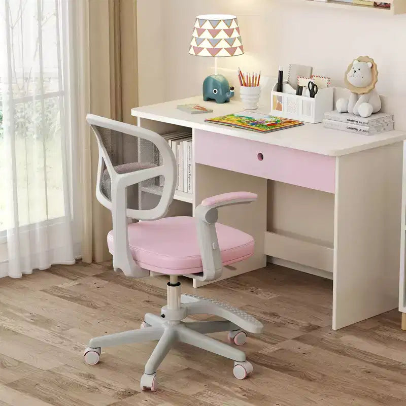 Chaise de bureau pour enfants Costway, chaise d'étude pour enfants avec hauteur réglable, accoudoir et repose-pieds Violet/Rose/Vert/Gris/Bleu
