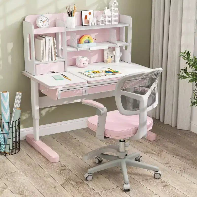 Chaise de bureau pour enfants Costway, chaise d'étude pour enfants avec hauteur réglable, accoudoir et repose-pieds Violet/Rose/Vert/Gris/Bleu
