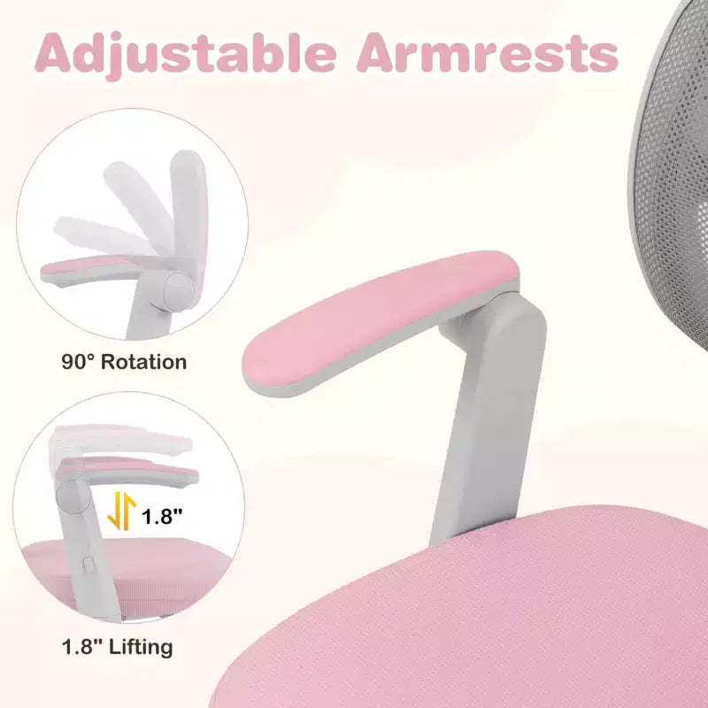Chaise de bureau pour enfants Costway, chaise d'étude pour enfants avec hauteur réglable, accoudoir et repose-pieds Violet/Rose/Vert/Gris/Bleu