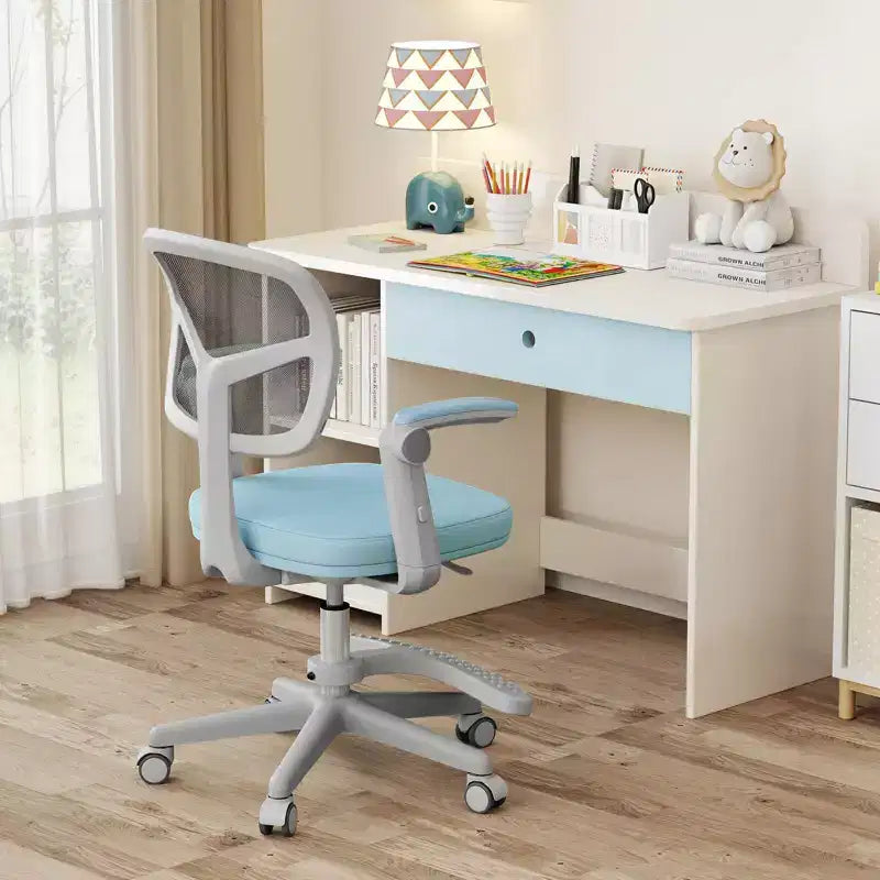 Chaise de bureau pour enfants Costway, chaise d'étude pour enfants avec hauteur réglable, accoudoir et repose-pieds Violet/Rose/Vert/Gris/Bleu