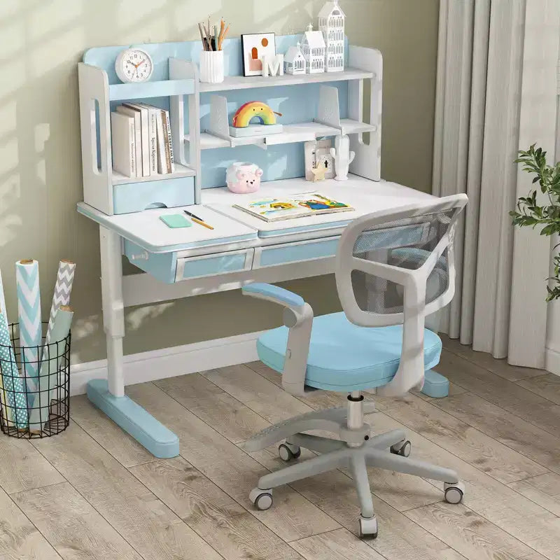 Chaise de bureau pour enfants Costway, chaise d'étude pour enfants avec hauteur réglable, accoudoir et repose-pieds Violet/Rose/Vert/Gris/Bleu