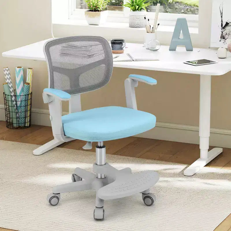 Chaise de bureau pour enfants Costway, chaise d'étude pour enfants avec hauteur réglable, accoudoir et repose-pieds Violet/Rose/Vert/Gris/Bleu