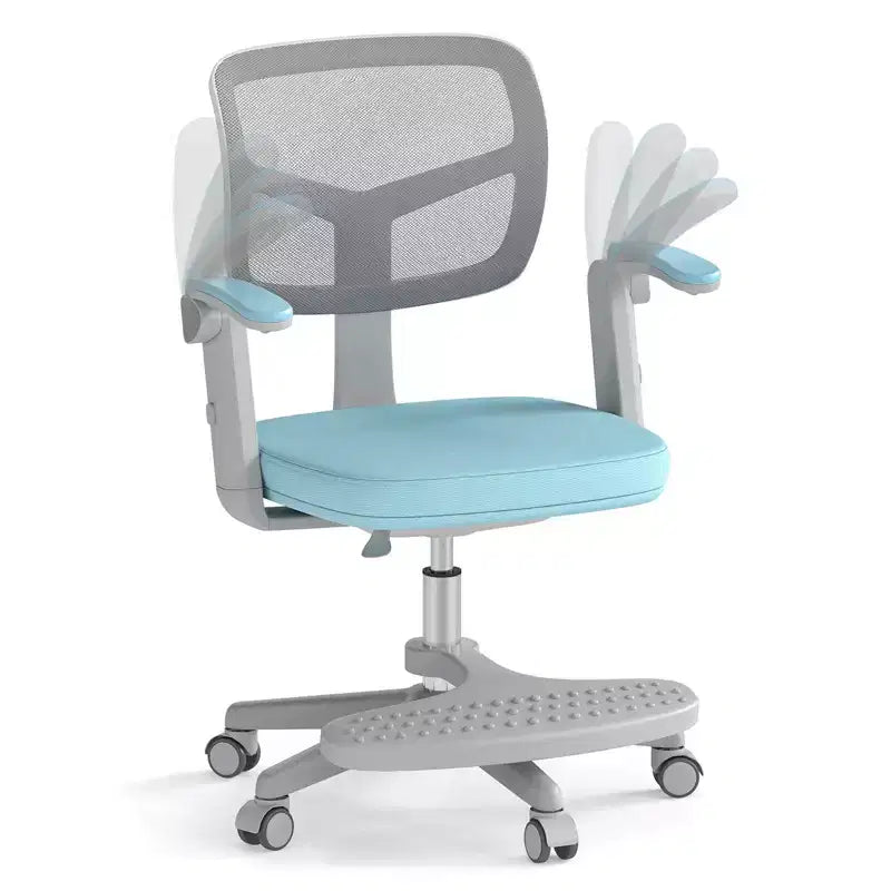 Costway Kids Desk Chair Children Study Chair with Adjustable Height, Armrest & Footrest Purple/Pink/Green/Gray/Blue