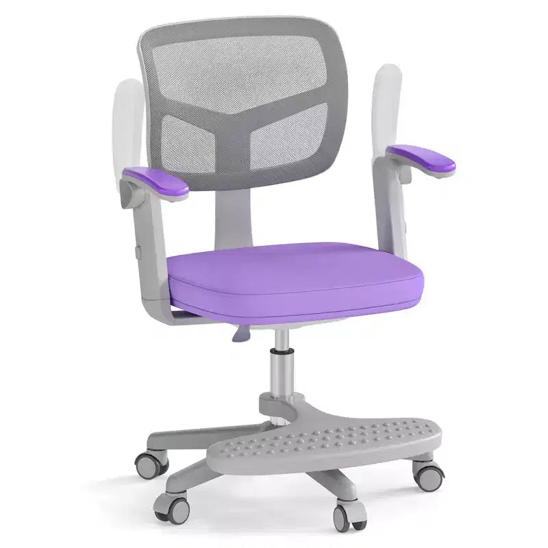 Chaise de bureau pour enfants Costway, chaise d'étude pour enfants avec hauteur réglable, accoudoir et repose-pieds Violet/Rose/Vert/Gris/Bleu