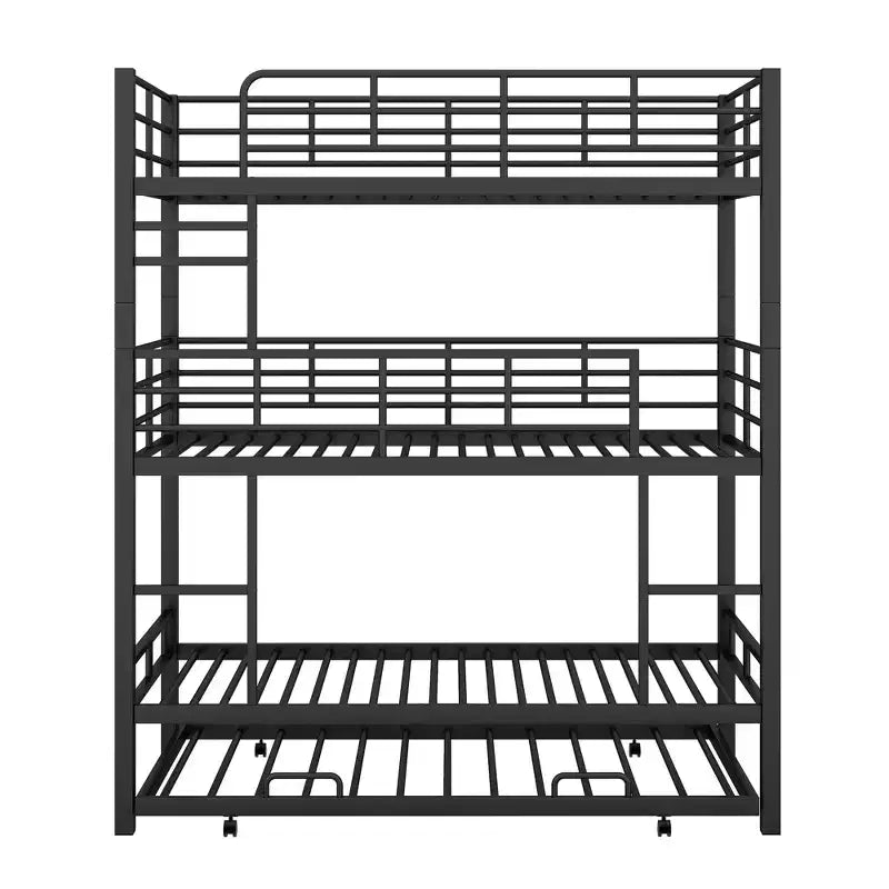 Lit superposé triple robuste pour 3 enfants, lits superposés triples jumeaux sur jumeaux sur jumeaux avec lit gigogne