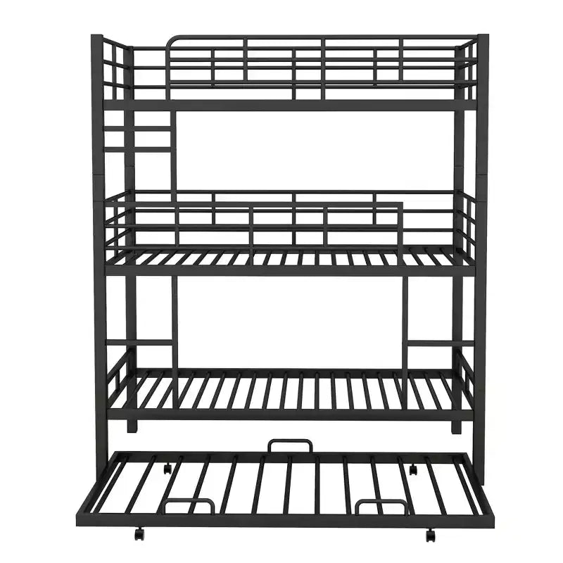 Lit superposé triple robuste pour 3 enfants, lits superposés triples jumeaux sur jumeaux sur jumeaux avec lit gigogne