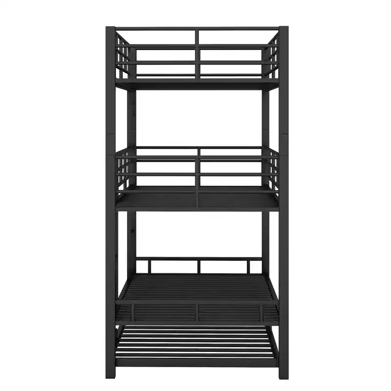 Lit superposé triple robuste pour 3 enfants, lits superposés triples jumeaux sur jumeaux sur jumeaux avec lit gigogne