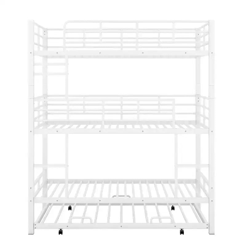 Lit superposé triple robuste pour 3 enfants, lits superposés triples jumeaux sur jumeaux sur jumeaux avec lit gigogne